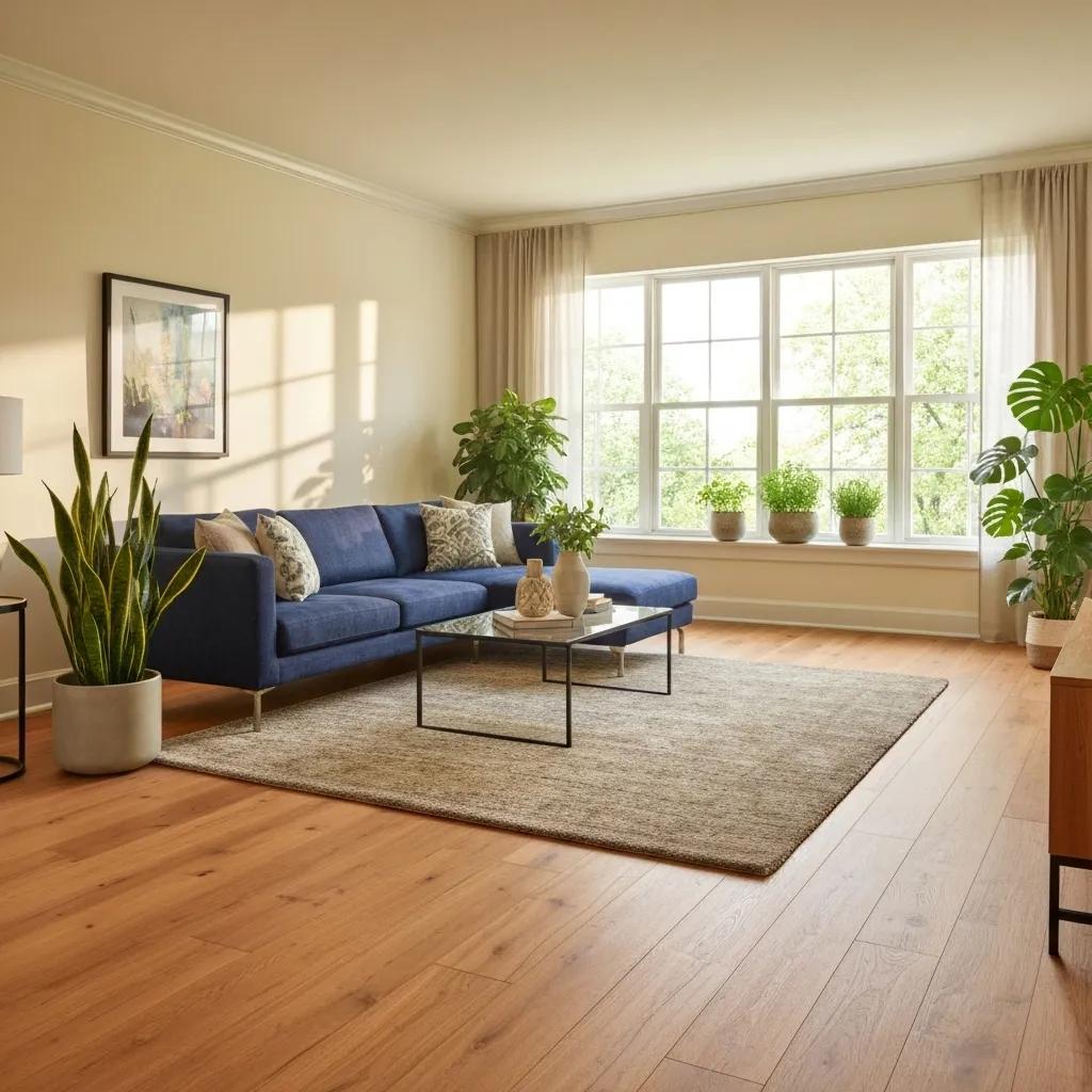Beautifully installed hardwood floors in a sunlit San Jose living room