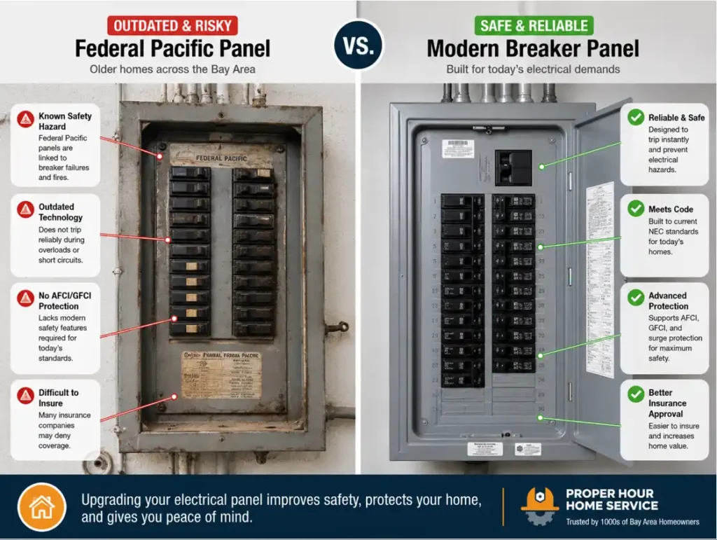 Electrical Panel and Wiring Problems comparison of Federal and Modern breaker panel