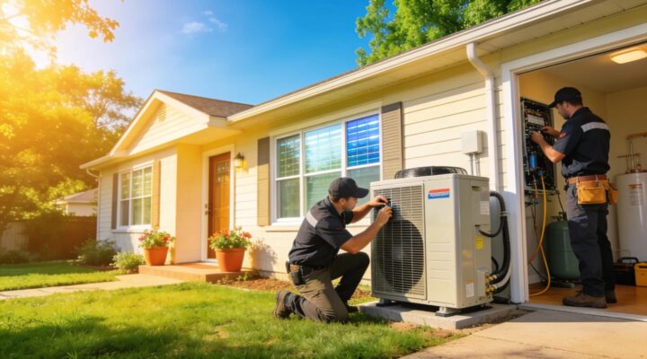 HVAC installation in a suburban home highlighting quality and energy-efficient features.