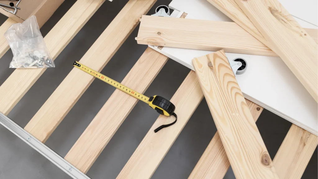 bed frame and bedroom furniture assembly