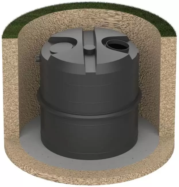 Underground septic tank system illustration showing residential septic tank installation for wastewater management
