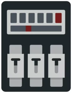 Circuit breaker panel icon representing residential breaker panel installation, repair, and electrical upgrade services