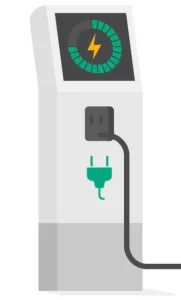 EV charging station icon representing residential EV charger installation and home charging solutions