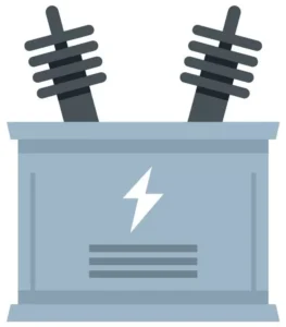 Electrical transformer icon representing residential transformer installation, maintenance, and electrical power services