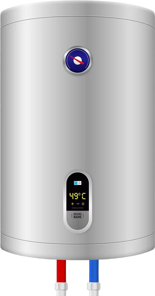 Residential tank water heater with digital temperature display for professional water heater installation and replacement